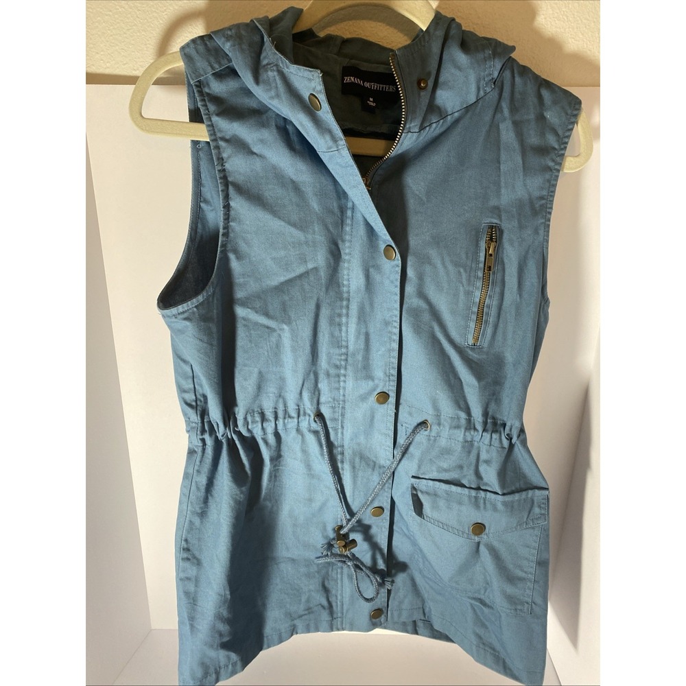 Zenana Outfitters SIZE M Hooded Vest‎ Womens Full Zippered Front H1